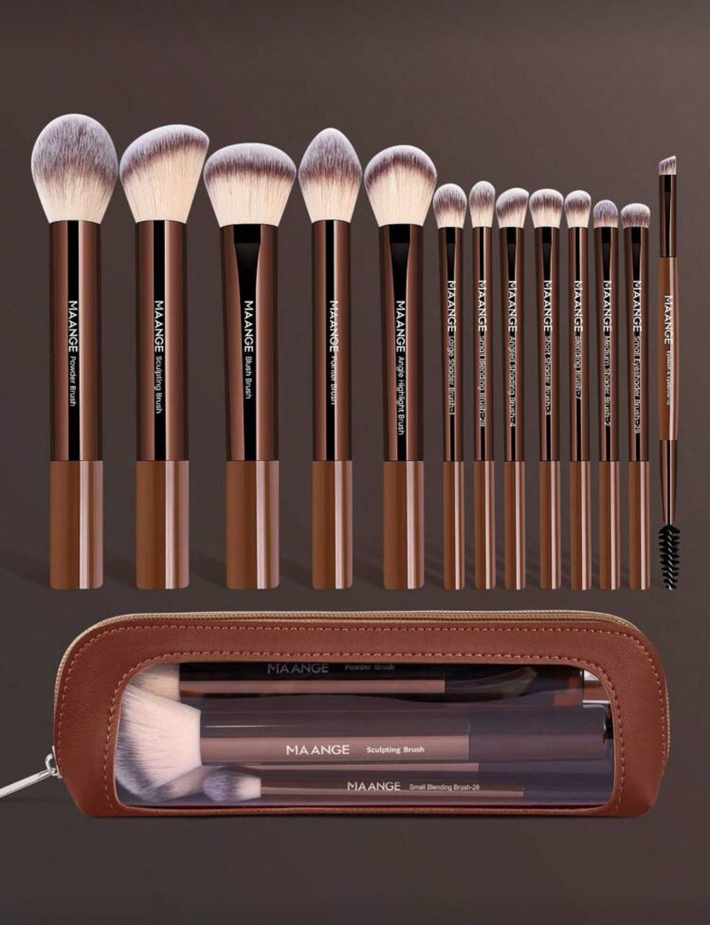 MAANGE 13-Piece Professional Makeup Brush Set with Bag