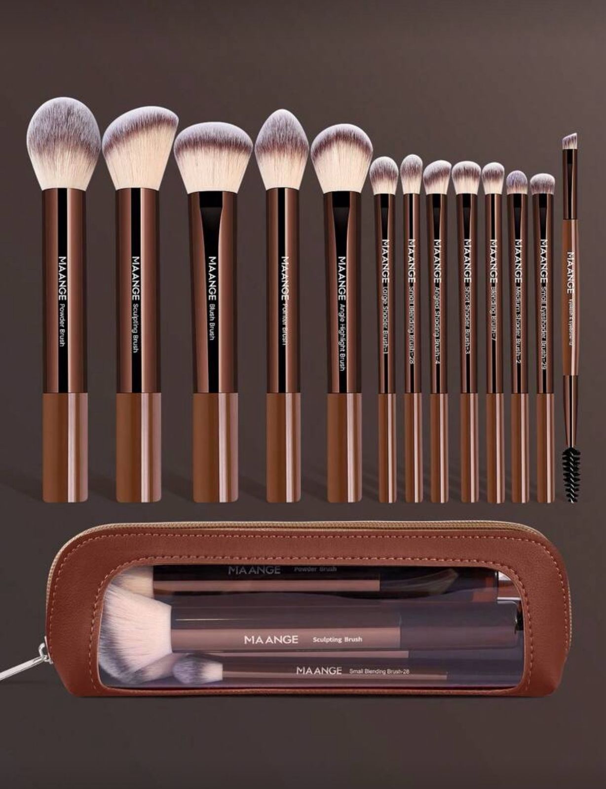 MAANGE 13-Piece Professional Makeup Brush Set with Bag