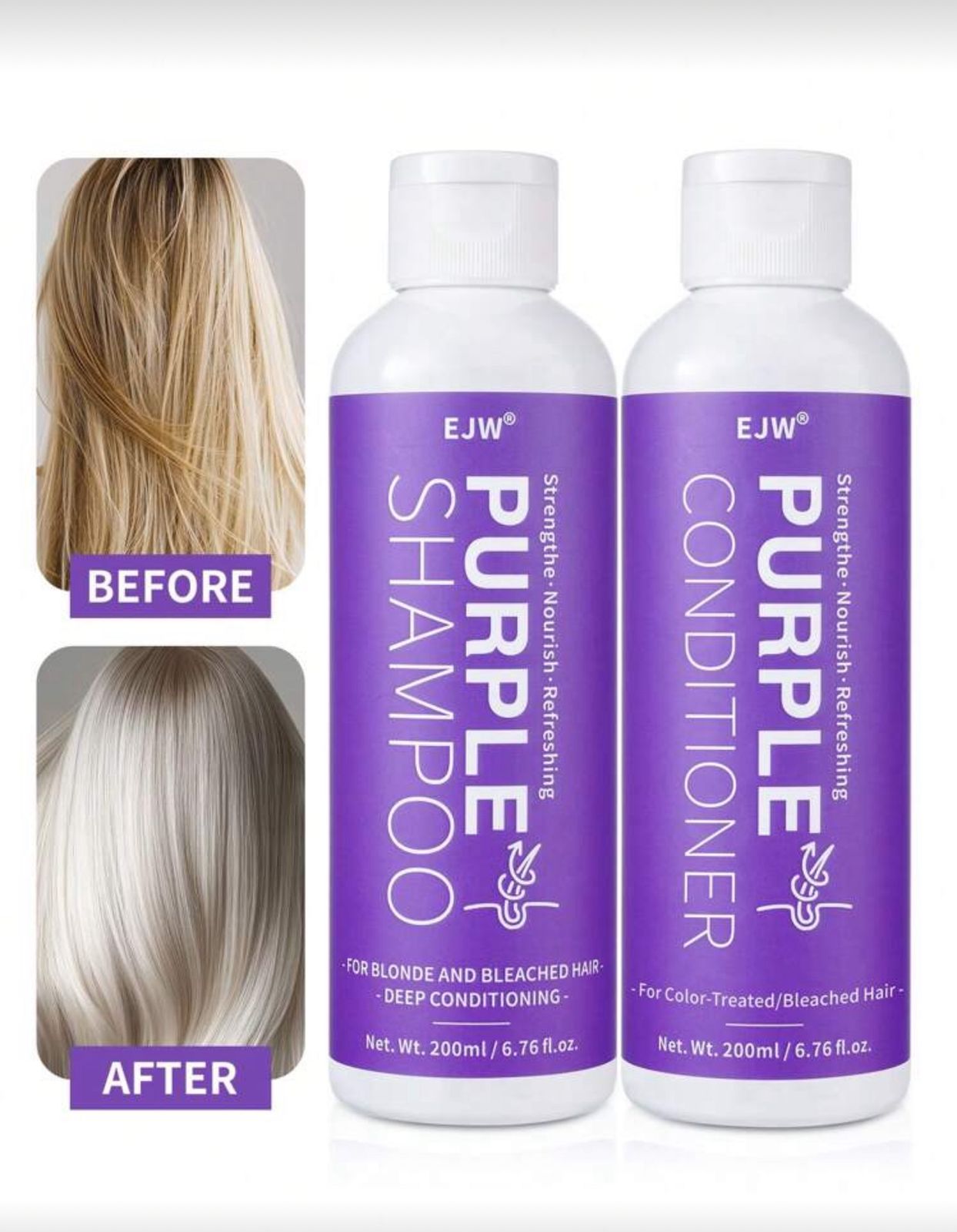 Purple Shampoo & Conditioner Set for Blonde Hair
