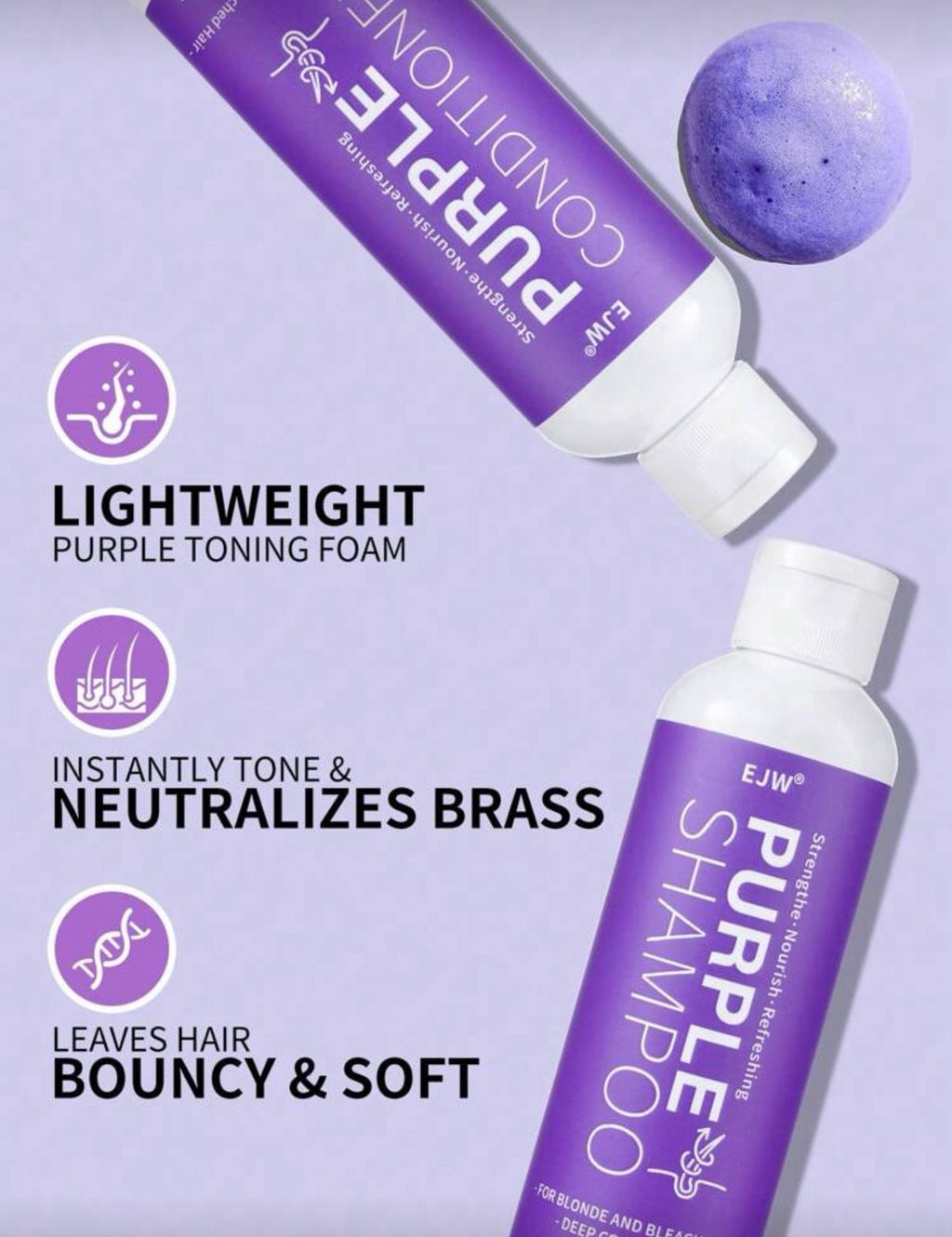 Purple Shampoo & Conditioner Set for Blonde Hair