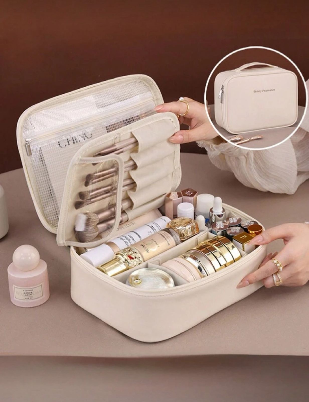 Multi-Layer Travel Makeup Organizer
